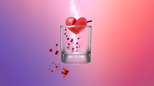 Broken heart, Lightning Strike, Red heart, Glass, 4K wallpaper