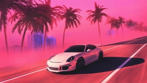Synthwave, Porsche, Cars, Artist, Artwork, Digital Art, Behance, 4K wallpaper
