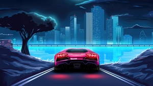 Lamborghini, Neon, Artist, Artwork, Digital Art, 4K wallpaper