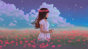 Lofi girl, Spring, Surreal, Girly backgrounds, 4K wallpaper
