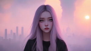Anime Girl, Anime, Pink, Artist, Artwork, Digital Art, 4K wallpaper