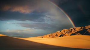 Rainbow, Desert, Nature, 4K wallpaper