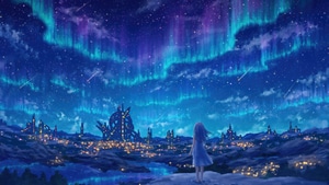 Aurora, Northern Lights, Anime Girl, Anime, Artist, Artwork, Digital Art, Pixiv, 4K wallpaper