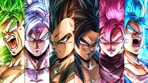 Dragon Ball, Vegeta, Goku, Vegito, Gogeta, Broly, Anime, Artist, Artwork, Digital Art, Pixiv, 4K wallpaper