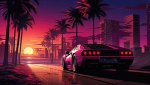 Retrowave, Palm, Trees, Synthwave, Artist, Artwork, Digital Art, 4K wallpaper