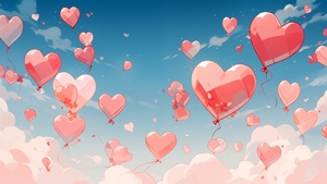 Flying, Love hearts, Heart balloon, AI art, 4K wallpaper