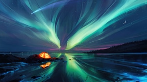 Northern Lights, Aurora, Artist, Artwork, Digital Art, Artstation, 4K wallpaper