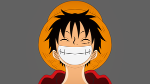 Monkey D. Luffy, Laughing, Grey background, 4K wallpaper