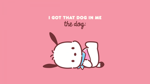 Sanrio, Pochacco, Cute cartoon, Pastel pink, 4K wallpaper