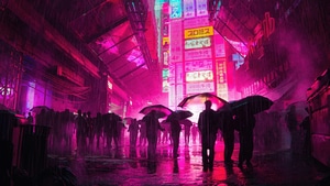 Cyberpunk, Rain, Scifi, Artist, Artwork, Digital Art, Artstation, 4K wallpaper
