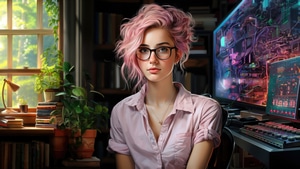Ai Girls, Ai, Pink, Hairs, Artist, Artwork, Digital Art, Deviantart, 4K wallpaper