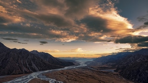 Mountains, Clouds, River, Nature, 4K wallpaper
