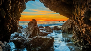 Cave, Ocean, Usa, Nature, 4K wallpaper
