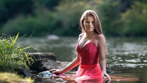 Girls, Red Dress, Model, 4K wallpaper