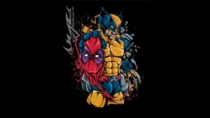 Wolverine, Deadpool, Superheroes, Dark, Black, Oled, Artist, Artwork, Digital Art, 4K wallpaper