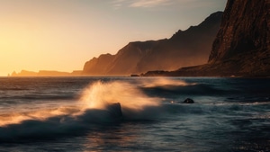 Ocean, Long Exposure, Rocks, Sunrise, Nature, 4K wallpaper