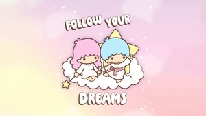 Follow your Dreams, Little Twin Stars, Sanrio, Cute cartoon, Girly backgrounds, Pastel background, 4K wallpaper