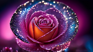 Rose flower, Digital Art, Digital flower, Macro, Bokeh Background, Glitter, Girly backgrounds, Pink aesthetic, 4K wallpaper