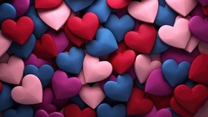 Valentine, Colorful hearts, Love hearts, Vibrant, AI art, 3D background, 4K wallpaper