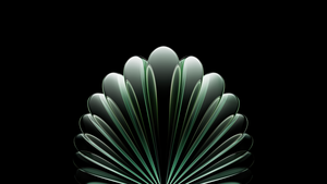 Green abstract, Metallic, Luxury, Geometric, AMOLED, Black background, Oppo Find N5, Stock, Symmetry, 4K wallpaper
