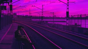 Train Station, Synthwave, Vaporwave, Alone, Artist, Artwork, Digital Art, 4K wallpaper