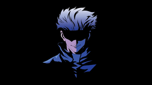 Satoru Gojo, Black background, AMOLED, Minimalist, Jujutsu Kaisen, 4K wallpaper