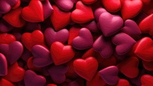 Valentine, Red hearts, Red aesthetic, Love hearts, Vibrant, AI art, 3D background, 4K wallpaper