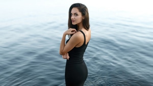 Girls, Black Dress, Model, 4K wallpaper
