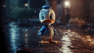 Donald Duck, Cartoons, Rain, Ai, Artist, Artwork, Digital Art, 4K wallpaper