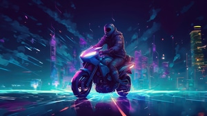Biker, Scifi, Artist, Artwork, Digital Art, 4K wallpaper