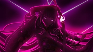 Raiden Shogun, Neon art, Pink aesthetic, Dark pink, Genshin Impact, 4K wallpaper