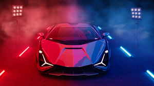 Lamborghini Sián FKP 37, Neon Lights, Smoke, Colorful, 4K wallpaper