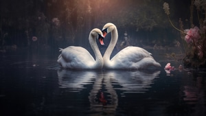 Swan, Birds, Love, 4K wallpaper