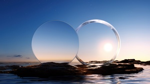Mirrored, Sunset, Digital composition, Landscape, Ocean, 4K wallpaper