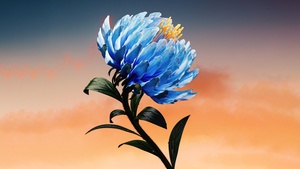 Blue flower, Digital Art, Blossom, Digital flower, 4K wallpaper