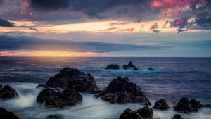 Ocean, Clouds, Long Exposure, Nature, 4K wallpaper
