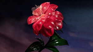 Red flower, Bloom, AI art, Elegant, 4K wallpaper