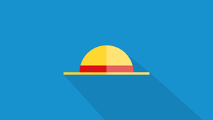 Minimalist, Monkey D. Luffy, Straw Hat Pirates, Blue background, 4K wallpaper
