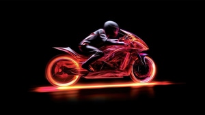 Biker, Neon, Artist, Artwork, Digital Art, Dark, Black, Oled, 4K wallpaper