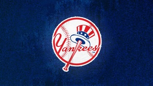 New York Yankees, Major League Baseball (MLB), Baseball team, Blue background, 4K wallpaper