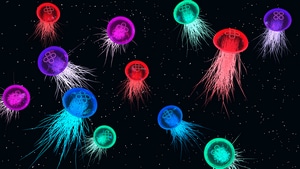 Jellyfish, Abstract, Dark, Black, Colorful, Artist, Artwork, Digital Art, 4K wallpaper