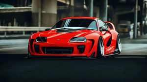 Toyota Supra Mk4, Widebody, AI art, Red cars, JDM cars, 4K wallpaper