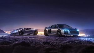 Audi R8, Lamborghini Huracan, Cars, Behance, 4K wallpaper