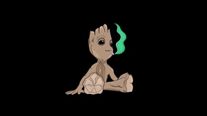 Baby Groot, Minimalism, Minimalist, Dark, Black, Oled, Artist, Artwork, Digital Art, 4K wallpaper