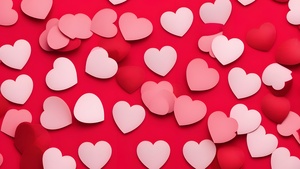 Red hearts, Red background, Red aesthetic, Love hearts, White heart, Valentines Day, 4K wallpaper