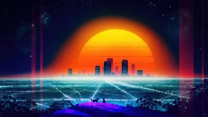 Synthwave, Artist, Artwork, Digital Art, Artstation, 4K wallpaper