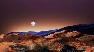 Scenic, Landscape, Surreal, Sunset, Digital Art, Aesthetic, Stars in sky, 4K wallpaper