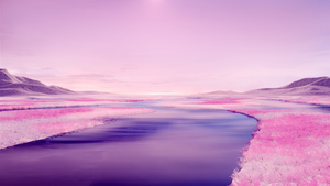 Pink aesthetic, River, Surreal, Landscape, Pink sky, 4K wallpaper