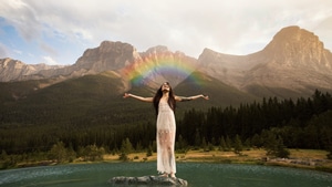 Girls, Rainbow, Nature, Model, 4K wallpaper
