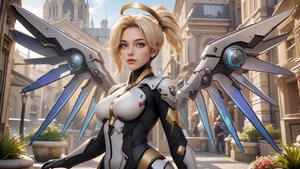 Mercy, Artwork, AI art, Overwatch, 4K wallpaper